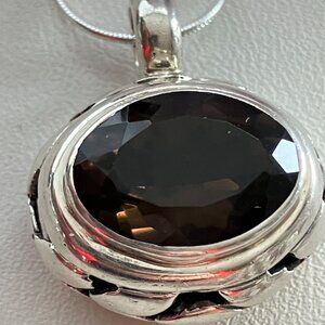 Lori Bonn 925 Sterling Silver pendant Smoky Quartz & 925 Chain 20"